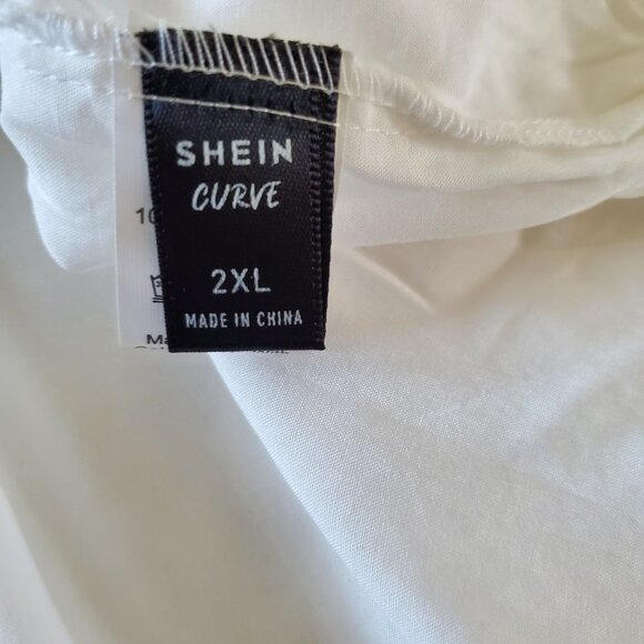 Shein Curve Floral Embroidered Peplum Cottage Core White Blouse 2XL - Picture 7 of 12
